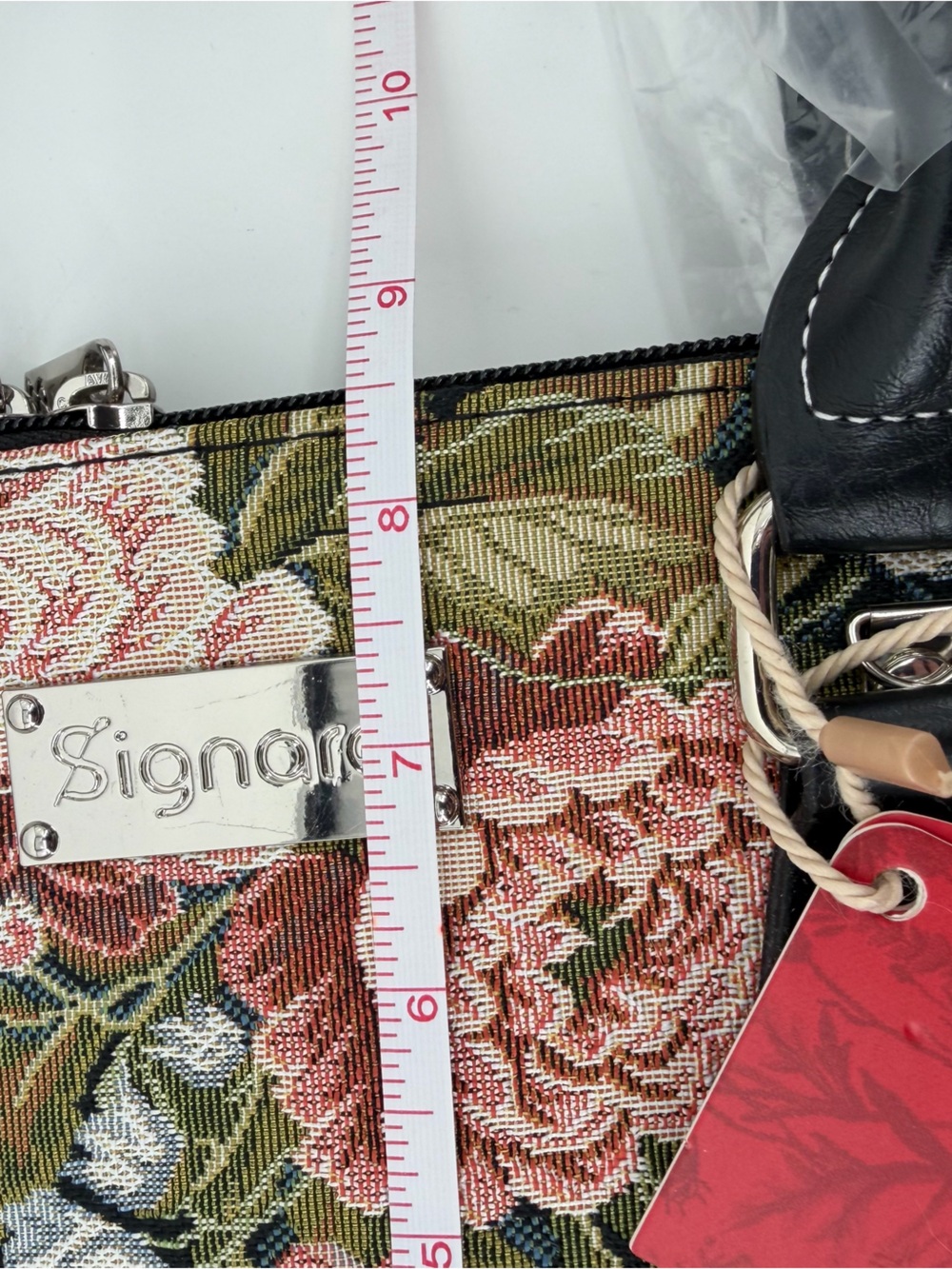 Signare Peony Woven Tapestry Floral Top Handle Convertible Satchel Bag New NWT - Picture 8 of 11